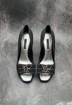 Louis Vuitton Court Heels 36 / 3 LV Logo Black Silver