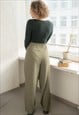VINTAGE 80'S STRAIGHT TROUSERS IN KHAKI GREEN