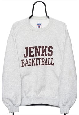 Vintage 90s Jenks Basketball Graphic Grey Sweatshirt Womens