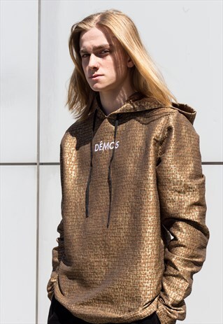 DEMOS EMBROIDERED LOGO GOLD HOODIES