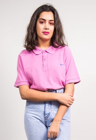 VINTAGE 90'S BABY PINK NIKE POLO T-SHIRT
