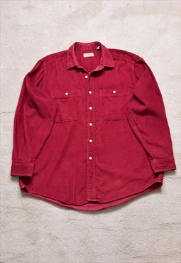 Vintage 90s LL Bean Red Cord Made in USA Shirt