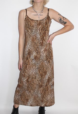 VINTAGE LEOPARD PRINT SLIP LONG DRESS