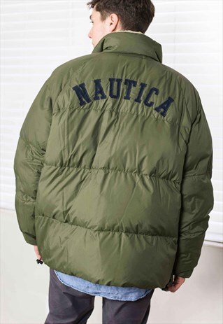 VINTAGE NAUTICA REVERSIBLE PUFFER COAT LOGO 90S XXL 36.2