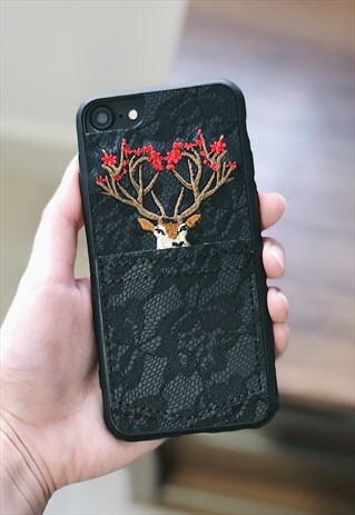 DEER LACE WALLET CASE - BLACK