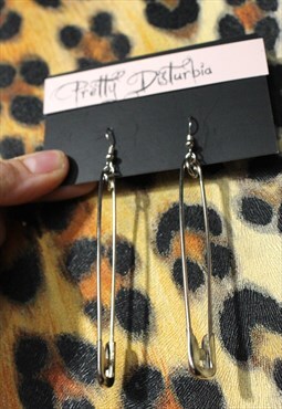 Handmade Large punk safety pin earrings