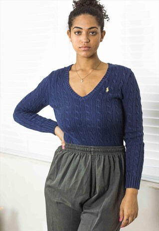 VINTAGE POLO RALPH LAUREN SWEATER JUMPER LOGO 90S M 15.2