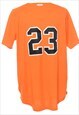 VINTAGE ORANGE & BLACK MESH BUTTON FRONT PRINTED TOP - L