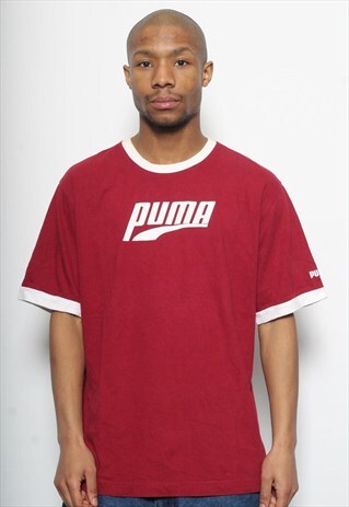 VINTAGE PUMA BIG LOGO T-SHIRT MAROON RED