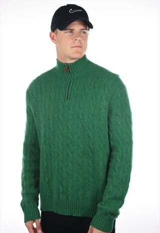 VINTAGE POLO RALPH LAUREN 1/4 ZIP WOOL SWEATSHIRT JUMPER