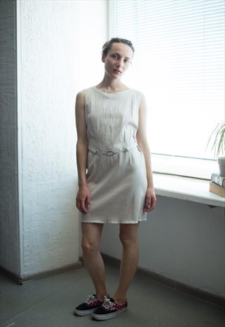 VINTAGE 90'S BEIGE SLEEVELESS MINI DRESS
