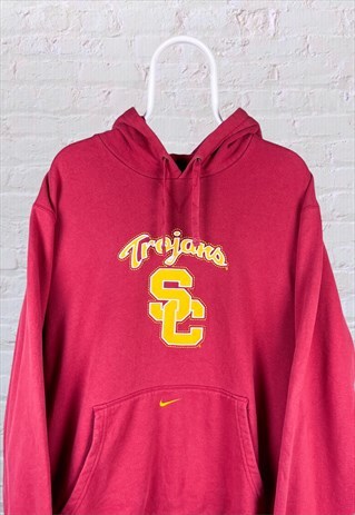 VINTAGE NIKE HOODIE CENTRE SWOOSH RED USC TROJANS XL