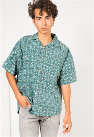 VINTAGE 80S CRAZY PRINT SHIRT / S1727