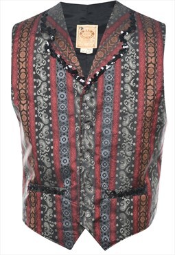 Vintage Brocade Pattern Waistcoat - M