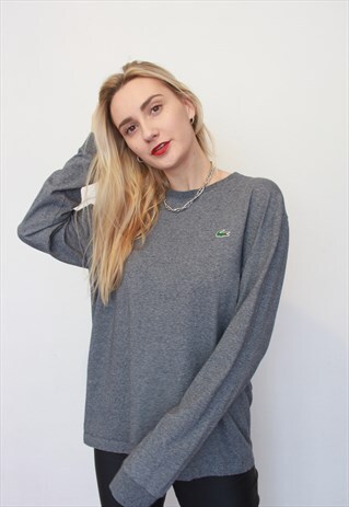 VINTAGE 90S LACOSTE OVERSIZED LONG SLEEVE T-SHIRT TOP GREY