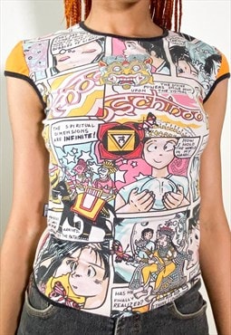 Vintage 90s anime manga comics pattern t-shirt 