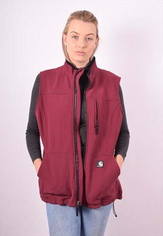 CARHARTT WOMENS VINTAGE GILET LARGE MAROON 90S