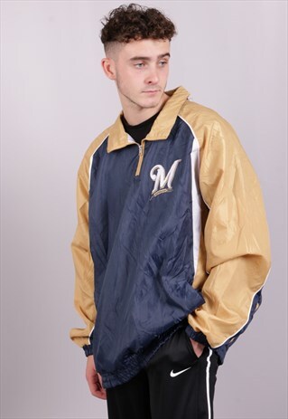 VINTAGE MLB BREWERS WINDBREAKER SHELL JACKET Z363