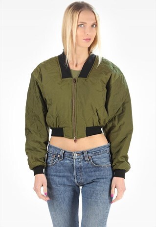 CROPPED BOMBER JACKET MOSS GREEN