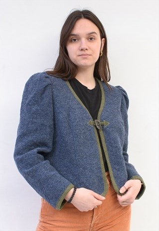 Vintage ALPHORN Women's L Wool Jacket Trachten Cardigan