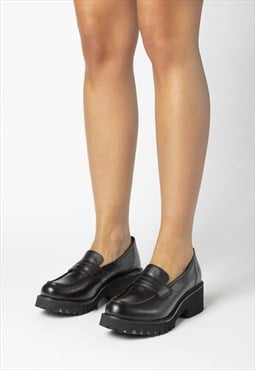 ALEXA - Real Leather Chunky Loafers in Black
