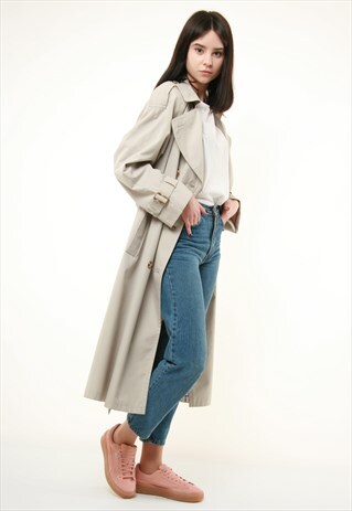 90S VINTAGE RARE LINED TRENCH COAT 279