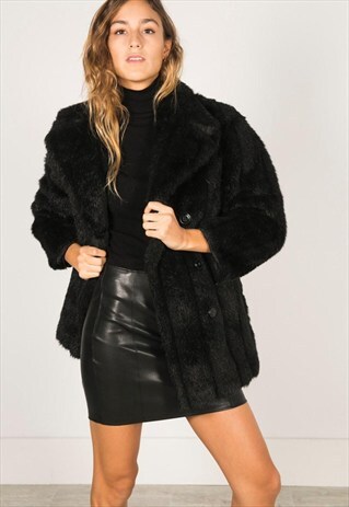 VINTAGE 80S FAUX FUR COAT / R0112