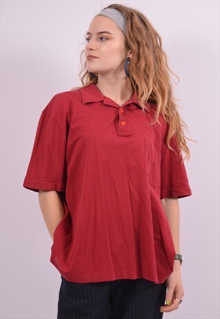 MISSONI WOMENS VINTAGE POLO SHIRT XXL MAROON 90S