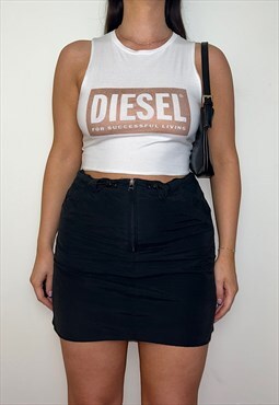 Reworked Diesel White Tank Crop Top