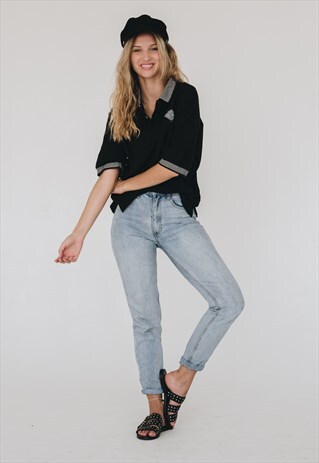 VINTAGE OVERSIZED HARLEY DAVIDSON BLACK & WHITE POLO