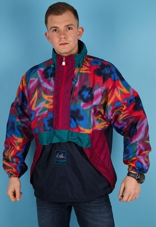 VINTAGE WINDBREAKER JACKET IN MULTI NJ737