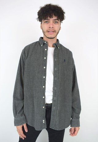 VINTAGE 90'S RALPH LAUREN GREY CORDUROY SHIRT