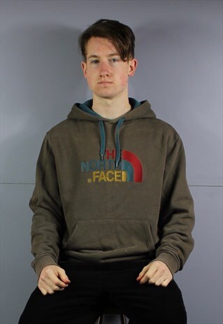 VINTAGE THE NORTH FACE HOODIE IN BROWN WITH EMBROIDERED SPEL