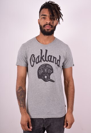 NIKE MENS VINTAGE OAKLAND T-SHIRT TOP MEDIUM GREY 90S
