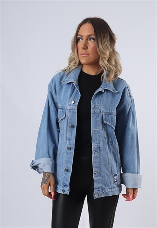 DENIM JACKET OVERSIZED FITTED VINTAGE UK 16 - 18 (EA4V)