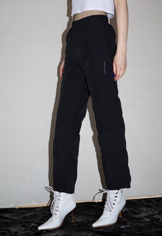 VINTAGE CHAMPION BLACK TRACK PANTS . UNISEX