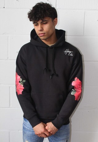 BLACK DOUBLE ROSE HOODIE