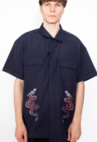VINTAGE 90S DRAGON EMBROIDERY SHIRT ID:4183