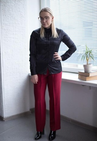 VINTAGE 90'S BLACK SATIN LONG SLEEVES SHIRT