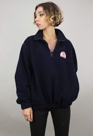 VINTAGE 90S OVERSIZED 1/4 ZIP FLEECE JACKET