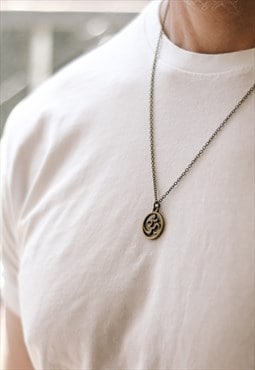Om circle necklace for men bronze chain yoga gift for him