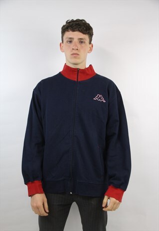 VINTAGE 90'S KAPPA NAVY ZIP-UP SPORTS JACKET
