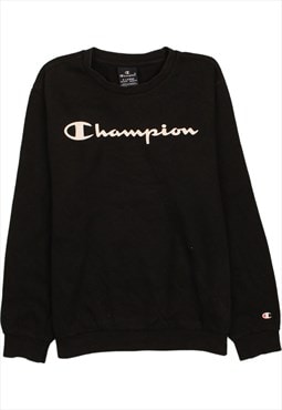 Vintage 90's Champion Sweatshirt Spellout Crew Neck Black