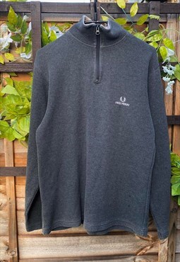 Vintage Fred Perry 1990s grey 1/4 zip jumper small 