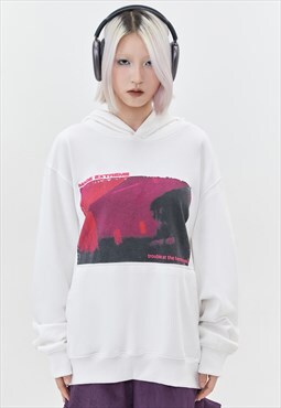 Horror house hoodie creepy print pullover Gothic jumper 
