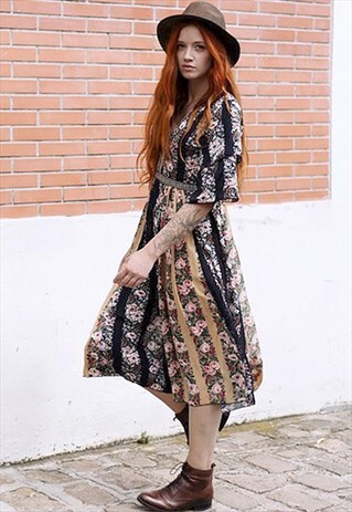 BOHO FLORAL MIDI DRESS