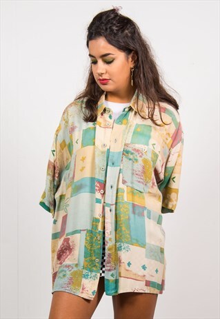 VINTAGE 90'S BATIK PATTERN SHORT SLEEVE SHIRT