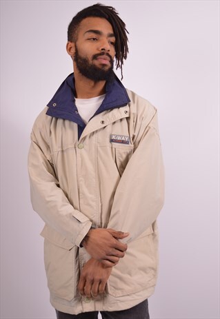 K-WAY MENS VINTAGE JACKET XL BEIGE 90S