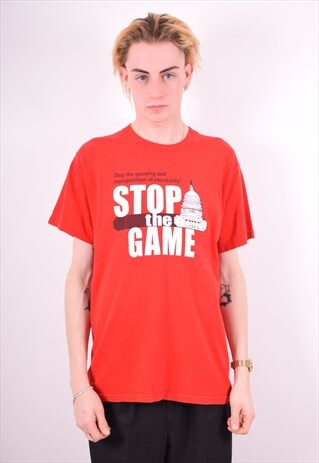 MENS VINTAGE T-SHIRT TOP LARGE RED 90'S