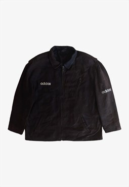 Vintage 1990s Adidas Dark Brown Leather Jacket